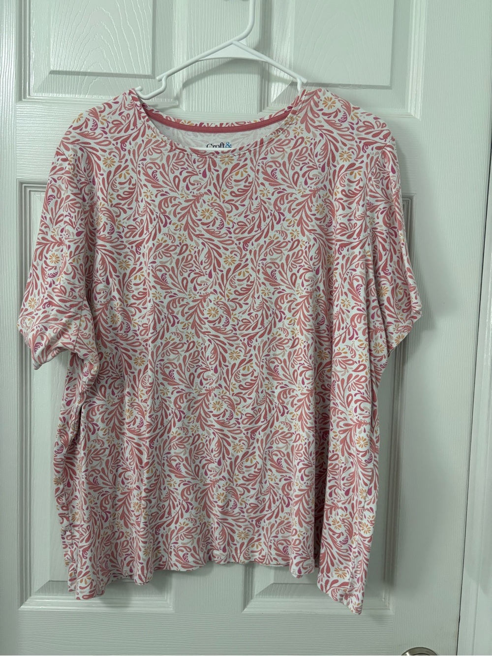 croft & barrow Pink and Cream Floral Short-Sleeve Tee
